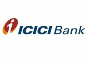 ICICI Bank logo featuring a stylized 'i' and the bank's name in blue text.